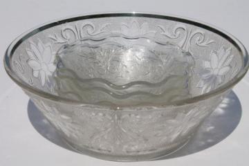 daisy pattern sandwich clear color pressed glass berry bowls & serving bowl