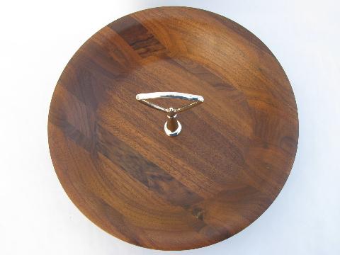 danish modern vintage walnut wood bowl