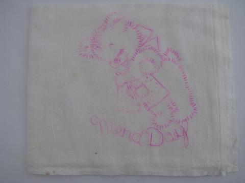 days of the week vintage cotton feedsack towels stamped to embroider