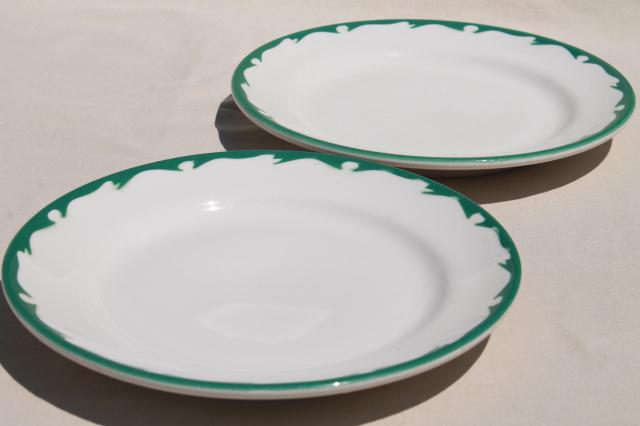 deco airbrush stencil china restaurant ware dinner plates, vintage Buffalo china ironstone