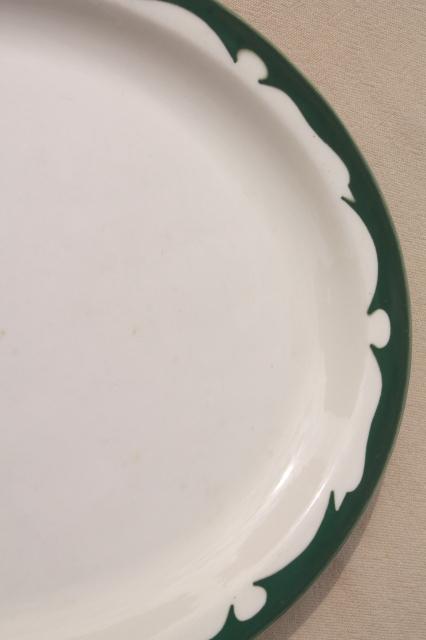 deco airbrush stencil china restaurant ware oval plates, vintage Buffalo china ironstone