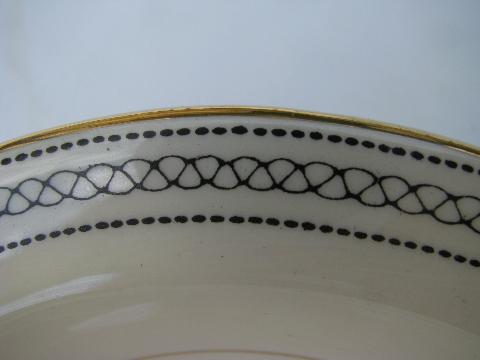 deco black & gold border, vintage Pope-Gosser china dinnerware, service for 8