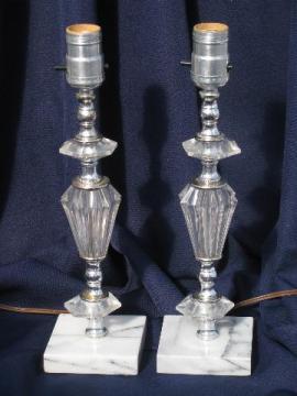deco modernist clear lucite and chrome lamps, mid-century mod vintage