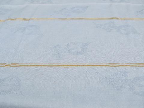 deco vintage calla lily damask tablecloth, deep gold jacquard border