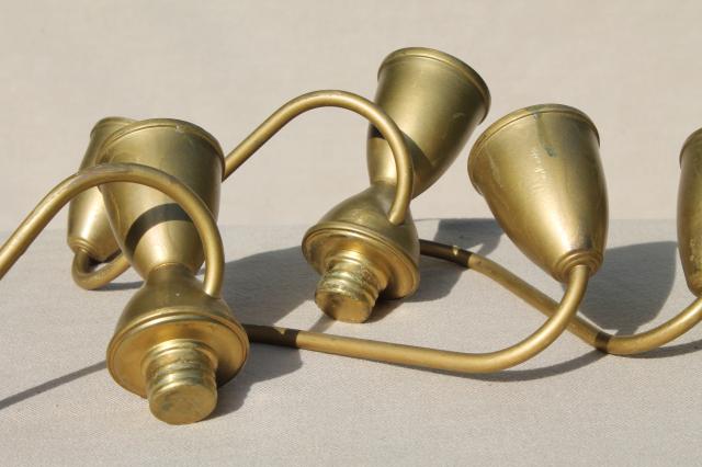 deco vintage candelabra candle holders, branched arms candlesticks w/ gilt gold paint over brass