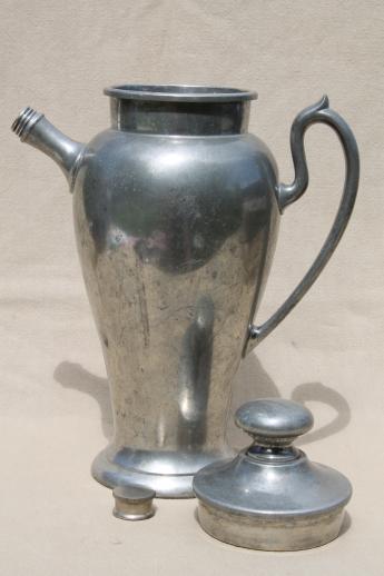 deco vintage pewter cocktail pitcher martini or mixed drinks shaker mixer
