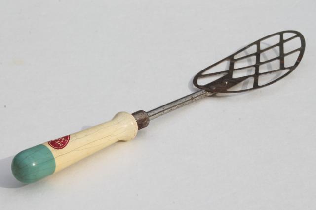 depression vintage Heart of Value slotted spoon, primitive old kitchen utensil