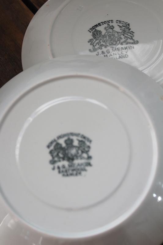 dozen vintage white ironstone china saucer plates (no cups) J & G Meakin - England