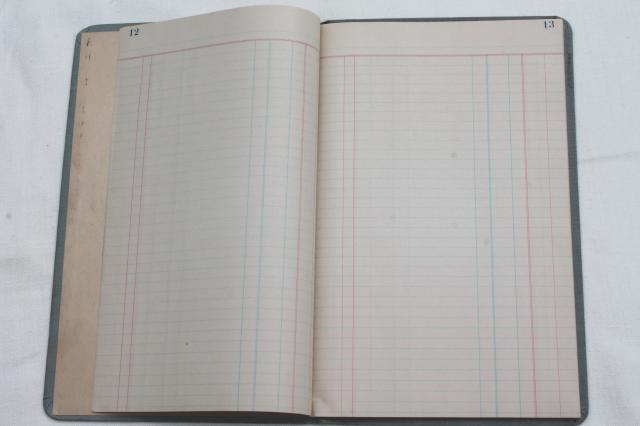 early 1900s vintage Ledger w/ lined paper, unused large blank book for journal, altered art