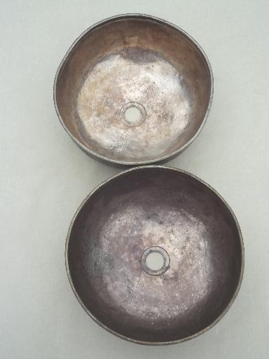 early 1900s vintage crested silver domes, heavy hotel silver plate covers 