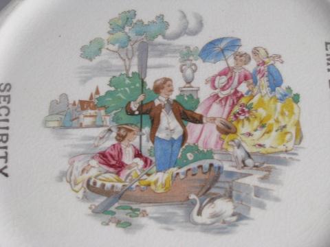 early 1930s vintage china kitchen trivet, Townsend Plan - Employment - Prosperity - Security