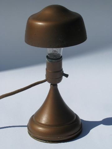 early electric vintage Buss helmet shade lamp, machine age wall sconce or desk light