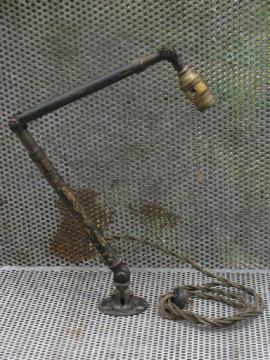 early industrial adjustable work light w/brass fat boy socket 1910 patent