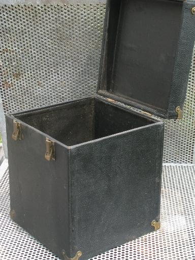 early industrial instrument case or storage box w/brass hardware