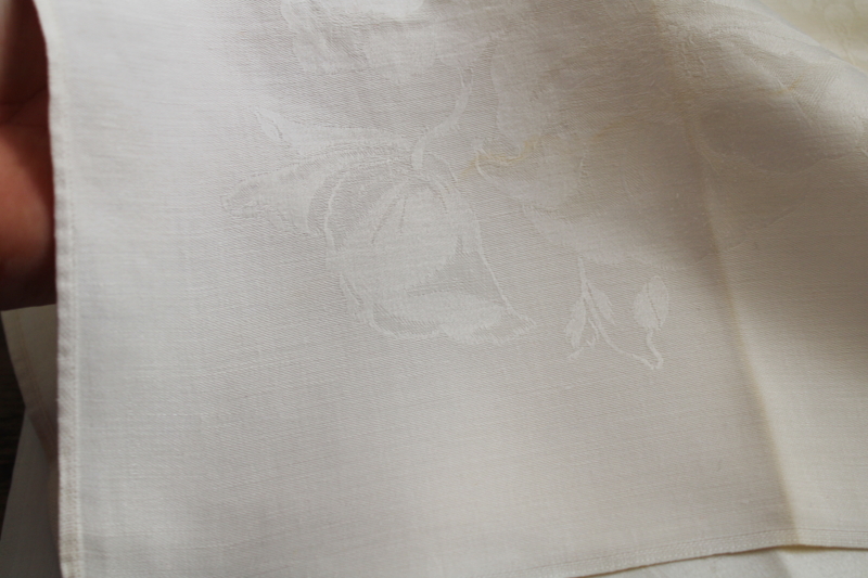 extra large vintage damask dinner napkins set of 10, fine rayon silk fabric