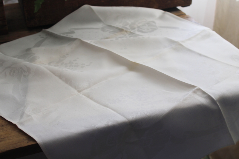 extra large vintage damask dinner napkins set of 10, fine rayon silk fabric