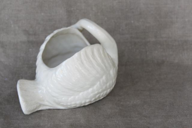 fairy tale pretty creamy white swan flower pot, shabby chic vintage pottery planter