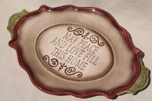 fall harvest table serving tray or Thanksgiving platter, May Peace & Love Fill This Home 