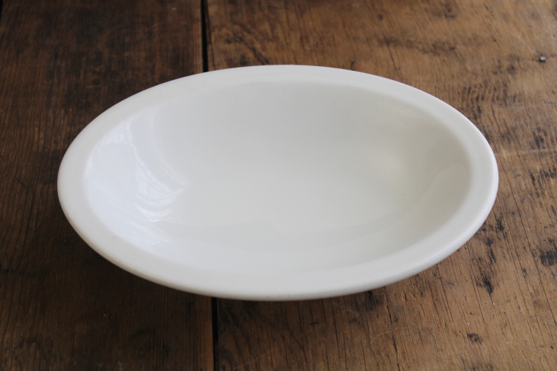 farmhouse style vintage heavy white ironstone china oval bowl, Shenango restaurant ware