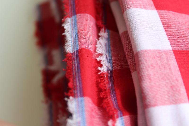 farmhouse vintage red & white checked cotton fabric, gingham w/ big checks