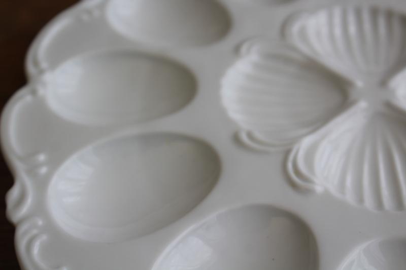farmhouse vintage white ironstone china egg plate, serving tray for deviled eggs