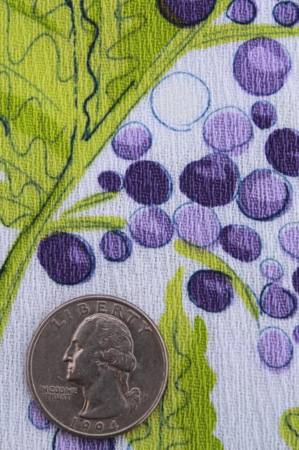 fern print vintage fabric, barkcloth textured cotton decorator / upholstery cloth w/ ferns