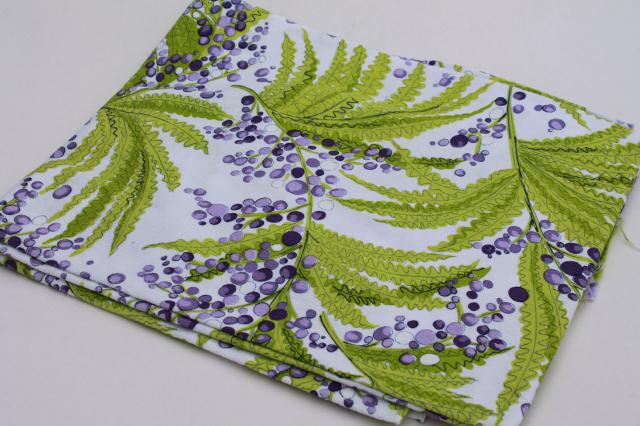 fern print vintage fabric, barkcloth textured cotton decorator / upholstery cloth w/ ferns