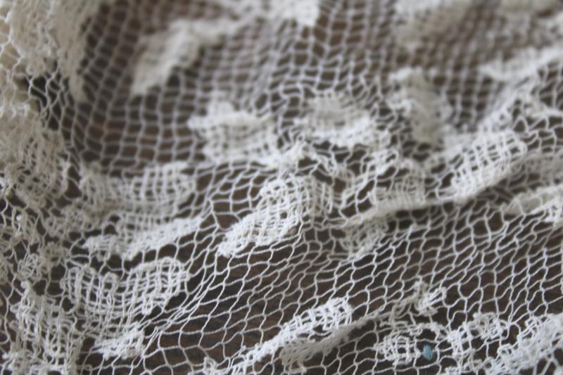 fine cotton net lace flounce or wedding veil, antique early 1900s vintage