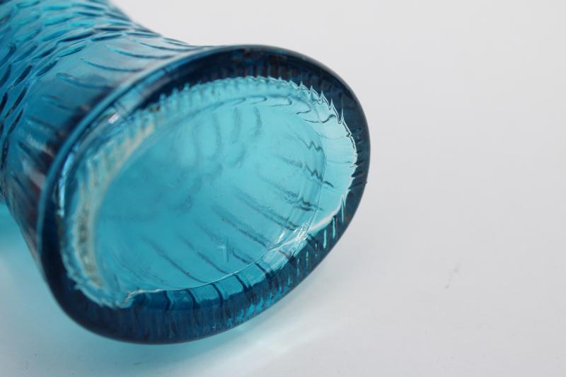 fish shape figural glass bottle w/ aqua tint, mermaid style beach or lake house decor