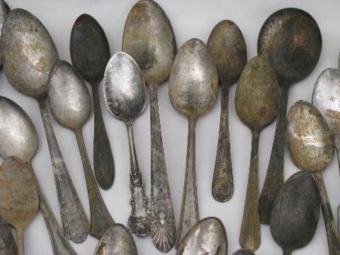 flatware lot, 150 old vintage antique silver plate spoons