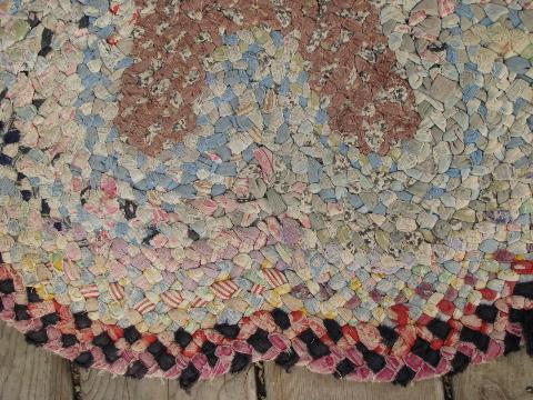 flower shape antique vintage braided cotton fabric rag rug floor mat