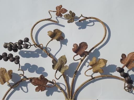 flowers and fruit vintage Italian tole wall sconce lights, old architectural lighting