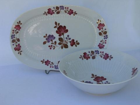 folk art painted flowers pattern, vintage Winterling - Bavaria china plates & bowls