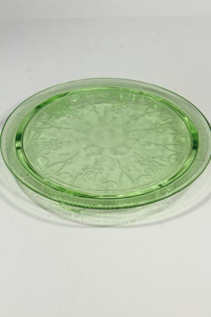 footed cake plate vintage Anchor Hocking Cameo green depression glass ...