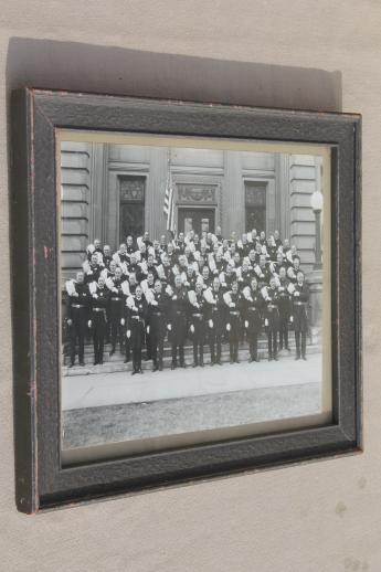 framed antique photos Knights of Columbus fraternal order in uniform w/ plumed hats