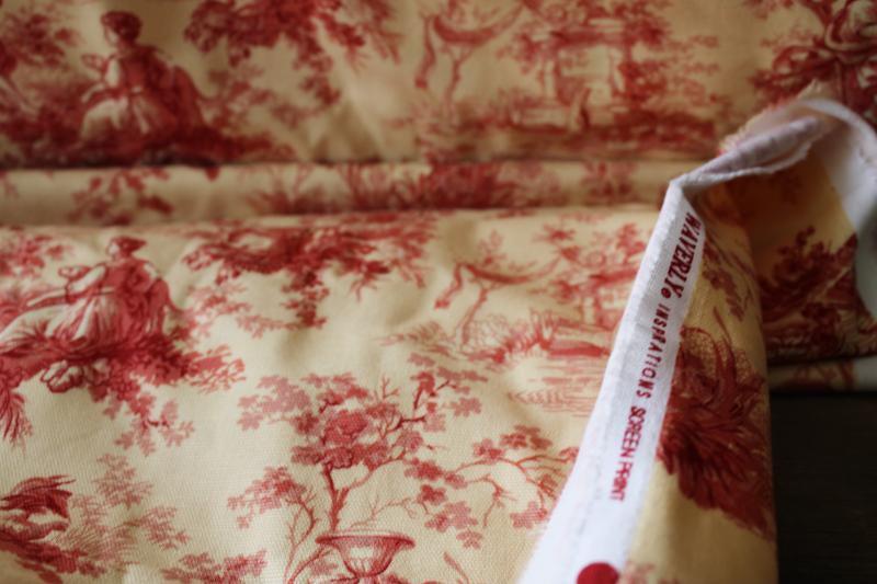 french country style toile print fabric, Waverly Inspirations cotton duck washed linen weave