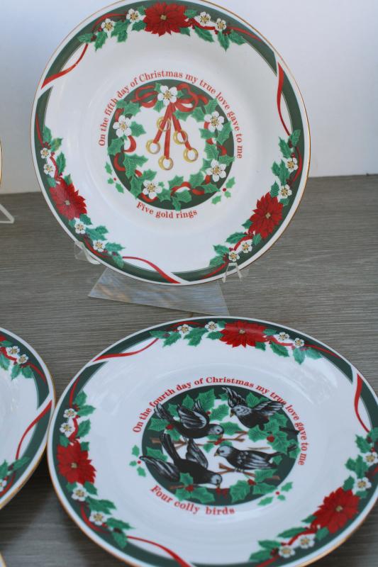 full set 12 Days of Christmas plates, vintage Tienshan china Deck the Halls