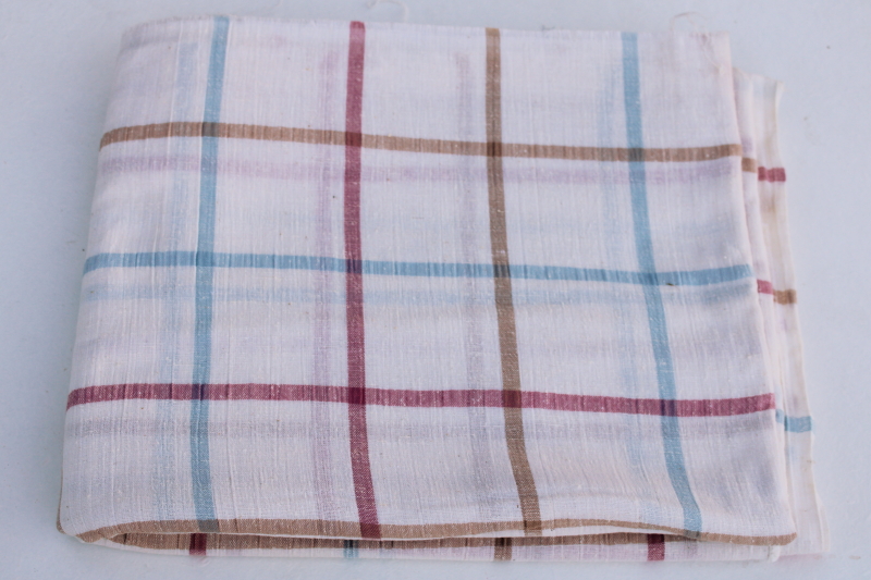 gauzy soft cotton fabric homespun texture tattersall in rose, blue, tan ...