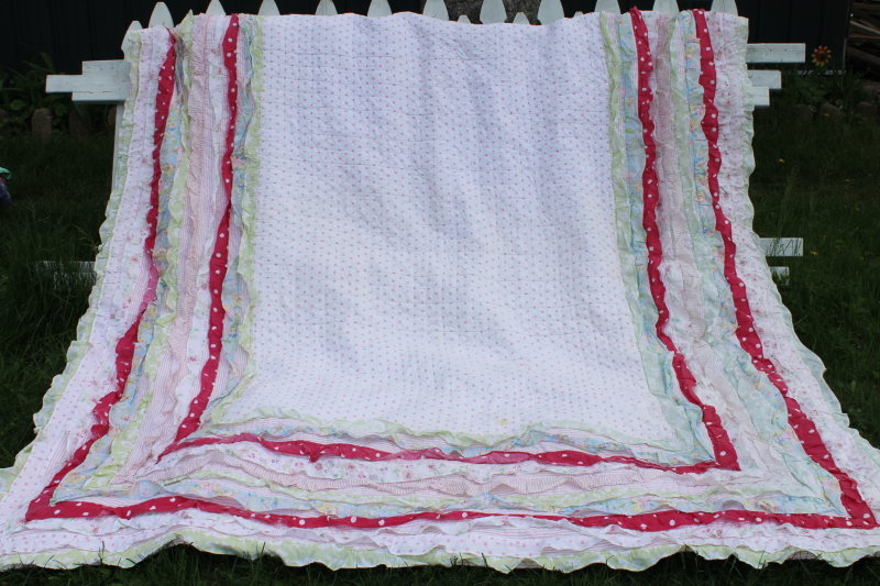 girly cottage prints ruffled cotton queen size quilt bedspread junk gypsy boho western style