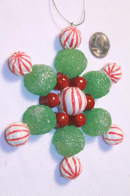glitter plastic candy Christmas garland & stars, kitschy retro candyland holiday tree decorations