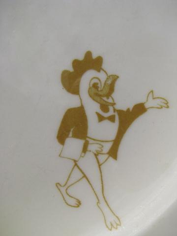 gold chicken character vintage diner / restaurant plate Syracuse china
