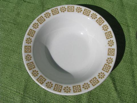 gold flower Shenango restaurantware, 6 heavy china soup / chili bowls