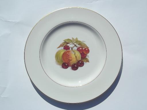 gold trimmed Pickard china plate, vintage harvest fruit on white