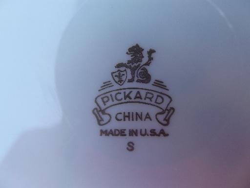 gold trimmed Pickard china plate, vintage harvest fruit on white