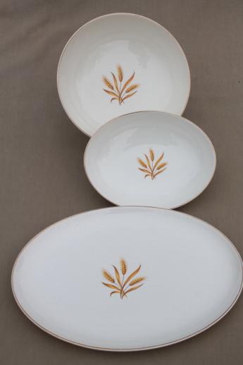 golden wheat dishes, vintage china set for 10 Taylor, Smith & Taylor dinnerware