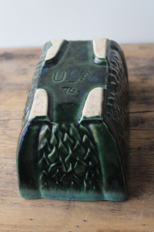 green drip glaze vintage ceramic planter, mid-century mod Hull pottery