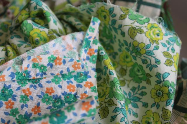 green prints 30s 40s 50s vintage cotton scraps bundle for quilting sewing craft projects