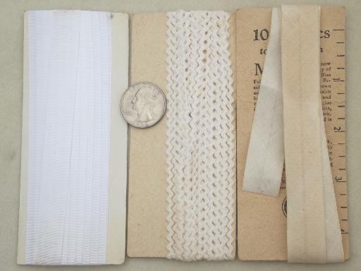 grubby antique white sewing trims for primitive vintage needlework