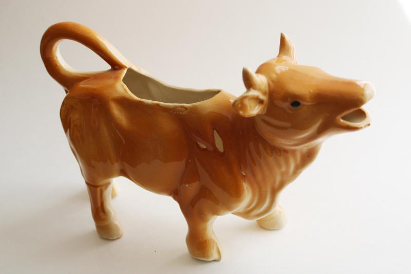 guernsey bull cow creamer, vintage Japan china cream pitcher, french country style