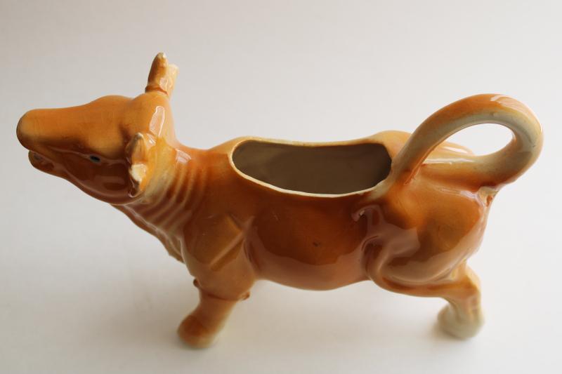 guernsey bull cow creamer, vintage Japan china cream pitcher, french country style